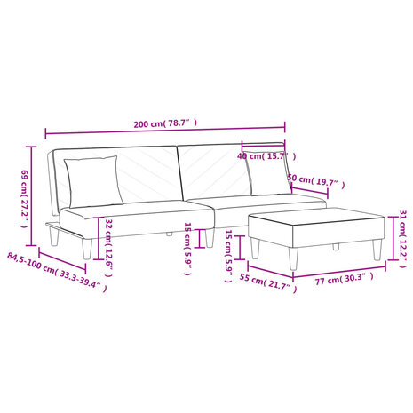 2-delige Loungeset met kussens fluweel blauw 8721012453630 11