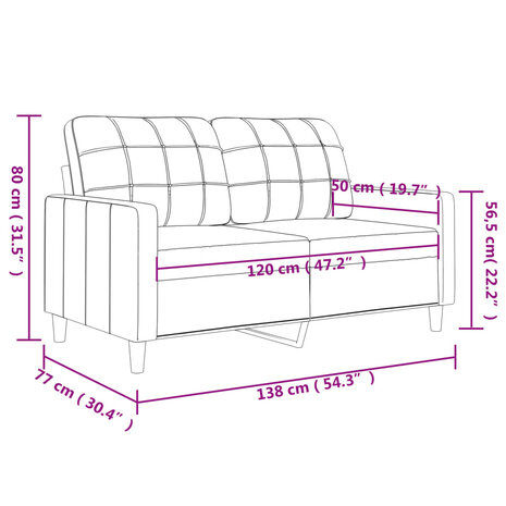 Tweezitsbank 120 cm stof crèmekleurig 8721012138117 8