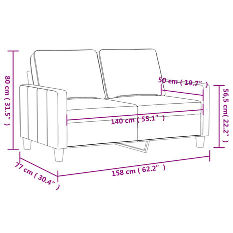 Tweezitsbank 140 cm stof donkergrijs 8721012138902 8