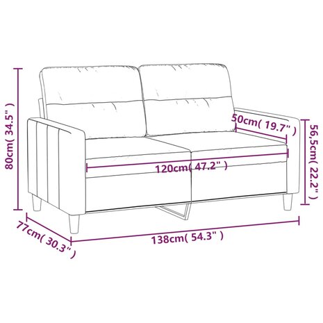 Tweezitsbank 120 cm stof lichtgrijs 8721012139534 8