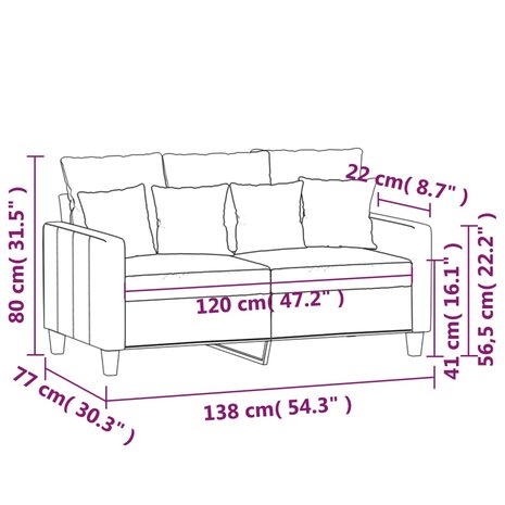 Tweezitsbank 120 cm stof lichtgeel 8721012139909 8