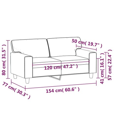 Tweezitsbank 120 cm kunstleer grijs 8721012141407 8