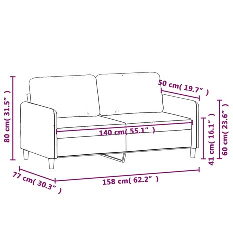 Tweezitsbank 140 cm fluweel lichtgrijs 8721012141681 8