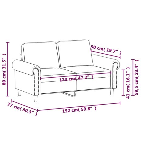 Tweezitsbank 120 cm fluweel wijnrood 8721012136083 8