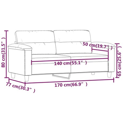 Tweezitsbank 140 cm kunstleer zwart 8721012136687 8