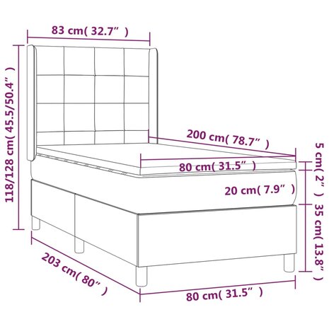 Boxspring met matras stof zwart 80x200 cm 8720287337201 7