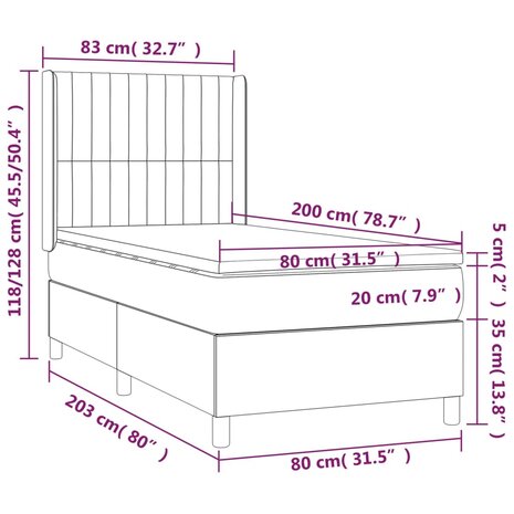 Boxspring met matras stof zwart 80x200 cm 8720287338802 7