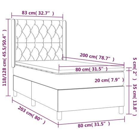 Boxspring met matras stof zwart 80x200 cm 8720287339601 7