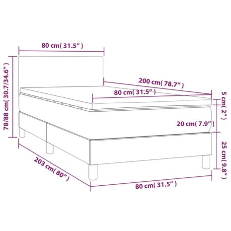 Boxspring met matras en LED stof blauw 80x200 cm 8720287364795 8