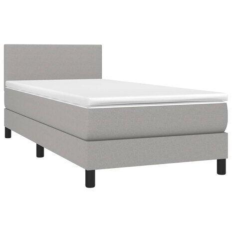 Boxspring met matras en LED stof lichtgrijs 90x190 cm 8720287364818 3