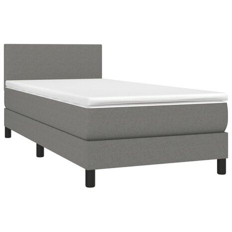 Boxspring met matras en LED stof donkergrijs 90x200 cm 8720287364900 3