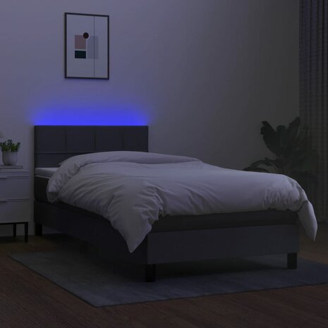 Boxspring met matras en LED stof donkergrijs 80x200 cm 8720287366348 4