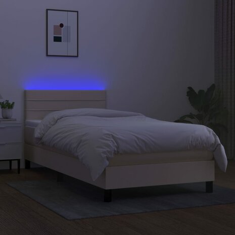 Boxspring met matras en LED stof crèmekleurig 80x200 cm 8720287367185 4