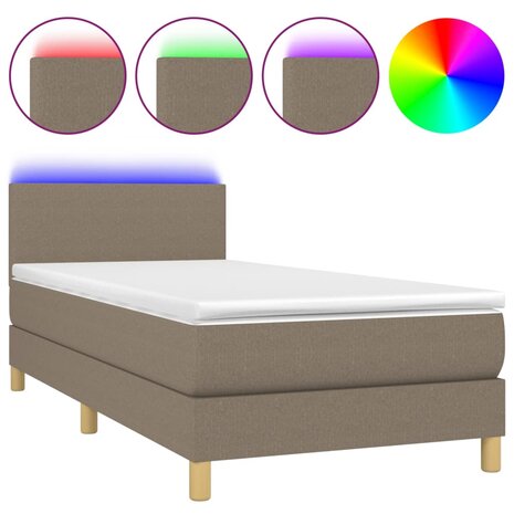 Boxspring met matras en LED stof taupe 80x200 cm 8720287370376 2