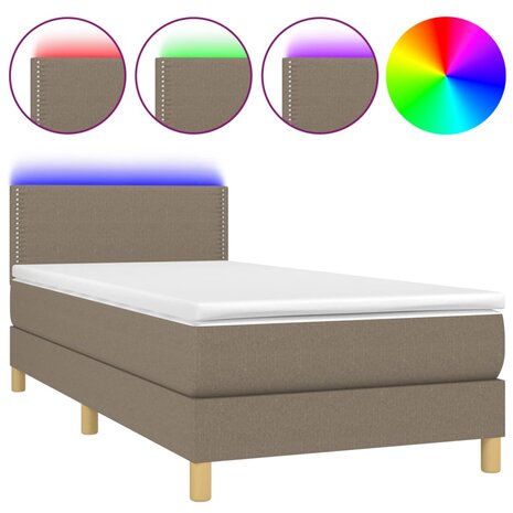 Boxspring met matras en LED stof taupe 80x200 cm 8720287371175 2