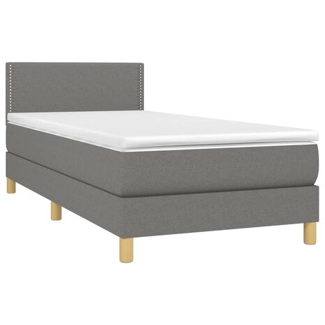 Boxspring met matras en LED stof donkergrijs 90x200 cm 8720287371304 3