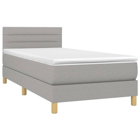 Boxspring met matras en LED stof lichtgrijs 90x200 cm 8720287372899 3