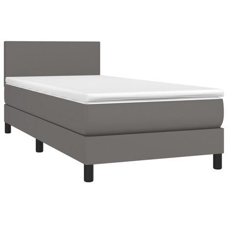 Boxspring met matras en LED kunstleer grijs 80x200 cm 8720287375975 3