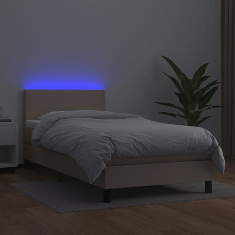 Boxspring met matras en LED kunstleer cappuccinokleur 80x200 cm 8720287375982 4