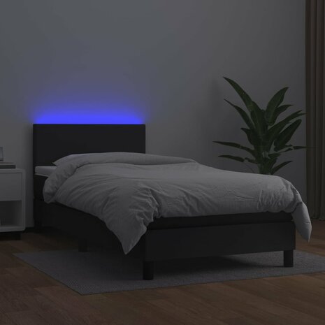 Boxspring met matras en LED kunstleer zwart 90x200 cm 8720287376057 4