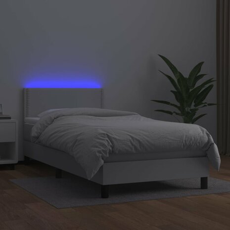 Boxspring met matras en LED kunstleer wit 80x200 cm 8720287376545 4