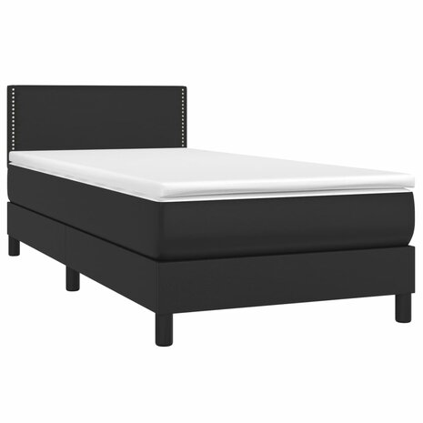 Boxspring met matras en LED kunstleer zwart 90x190 cm 8720287376590 3