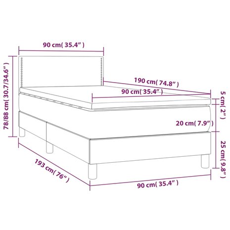 Boxspring met matras en LED kunstleer zwart 90x190 cm 8720287376590 8