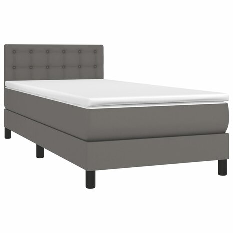 Boxspring met matras en LED kunstleer grijs 80x200 cm 8720287377177 3