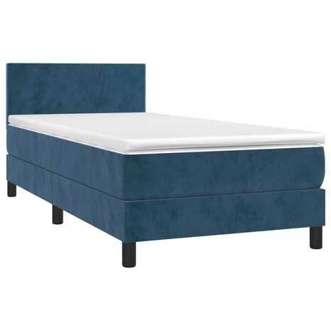 Boxspring met matras en LED fluweel donkerblauw 80x200 cm 8720287377771 3