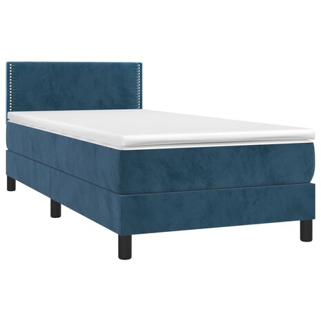 Boxspring met matras en LED fluweel donkerblauw 80x200 cm 8720287378372 4