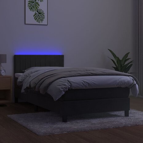 Boxspring met matras en LED fluweel donkergrijs 90x200 cm 8720287380269 4