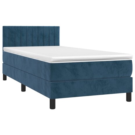 Boxspring met matras en LED fluweel donkerblauw 90x200 cm 8720287380290 3