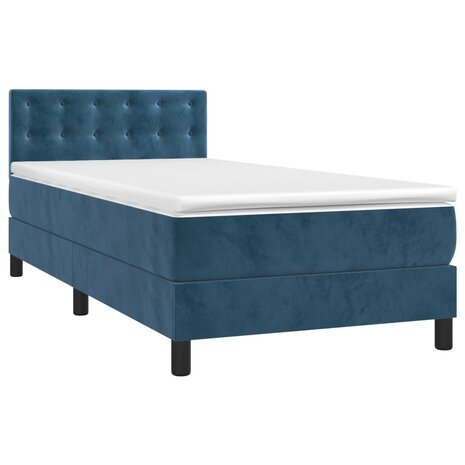 Boxspring met matras en LED fluweel donkerblauw 90x200 cm 8720287381495 3