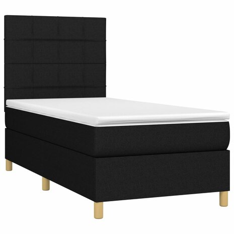 Boxspring met matras en LED stof zwart 80x200 cm 8720287389156 3