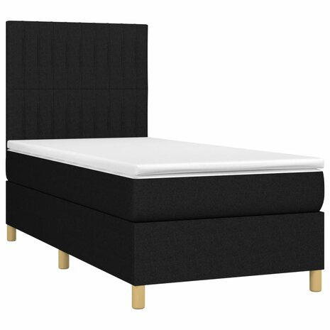 Boxspring met matras en LED stof zwart 80x200 cm 8720287390756 3