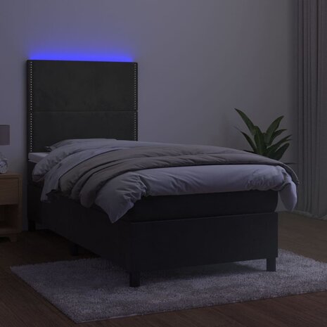 Boxspring met matras en LED fluweel donkergrijs 80x200 cm 8720287395546 4