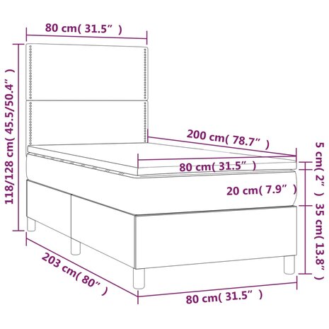 Boxspring met matras en LED fluweel donkergrijs 80x200 cm 8720287395546 8