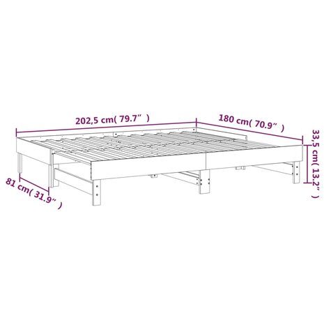 Slaapbank uitschuifbaar massief grenenhout zwart 2x(90x200) cm 8720845639082 12