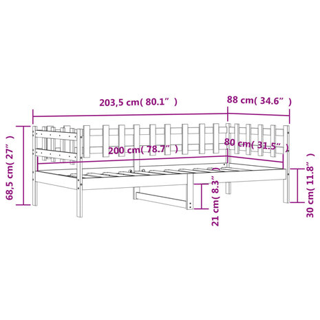 Slaapbank 80x200 cm massief grenenhout wit 8721012233539 10