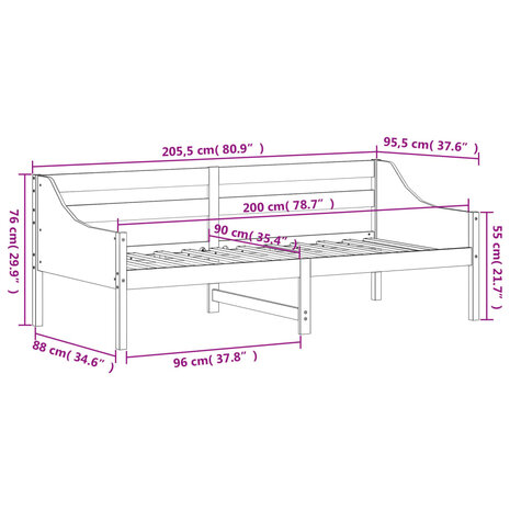 Slaapbank 90x200 cm massief grenenhout 8721012429628 9