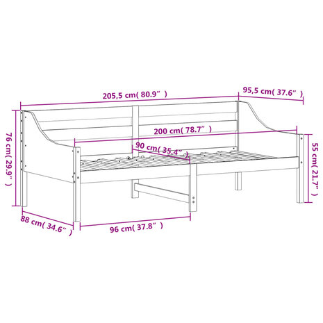 Slaapbank 90x200 cm massief grenenhout wasbruin 8721012429642 9