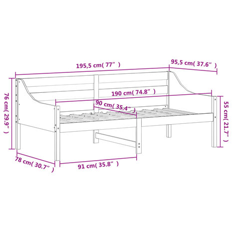 Slaapbank 90x190 cm massief grenenhout 8721012429680 9