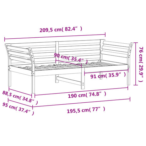 Slaapbank 90x190 cm massief grenenhout 8721012429987 9