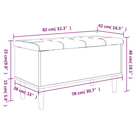 Opbergbankje 82x42x46 cm bewerkt hout wit 8721012162785 10