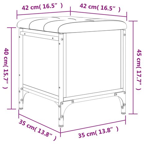 Opbergbankje 42x42x45 cm bewerkt hout gerookt eikenkleurig 8721012163379 10