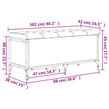 Opbergbankje 102x42x45 cm bewerkt hout sonoma eikenkleurig 8721012163515 10