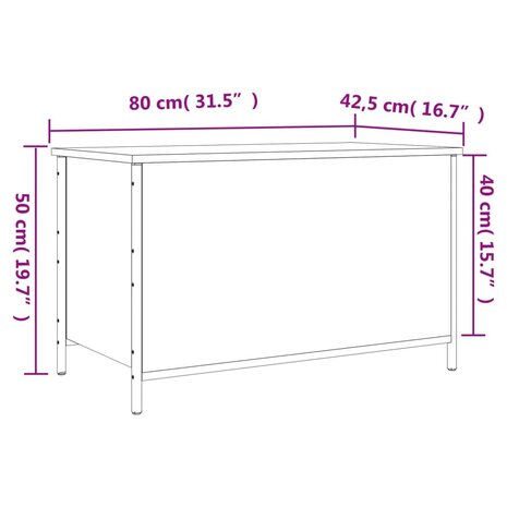 Opbergbankje 80x42,5x50 cm bewerkt hout grijs sonoma eikenkleur 8721012340671 12