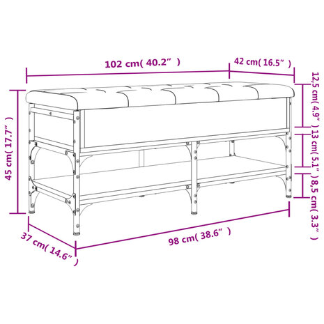 Schoenenbank 102x42x45 cm bewerkt hout zwart 8721012164000 12