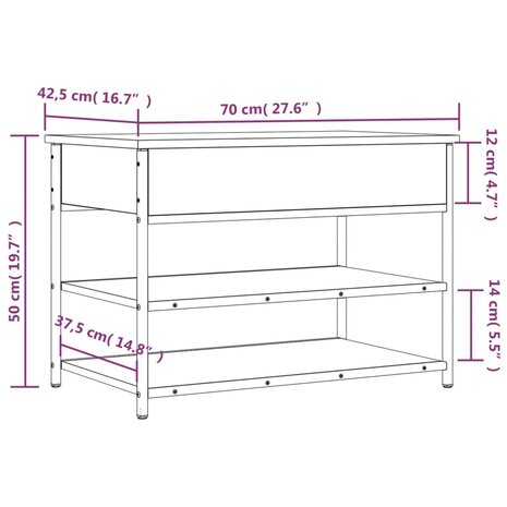 Schoenenbankje 70x42,5x50 cm bewerkt hout zwart 8721012340794 12