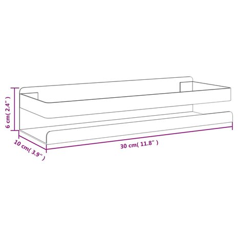 Doucherekje 30x10x6 cm geborsteld 304 roestvrij staal 8721012490420 8